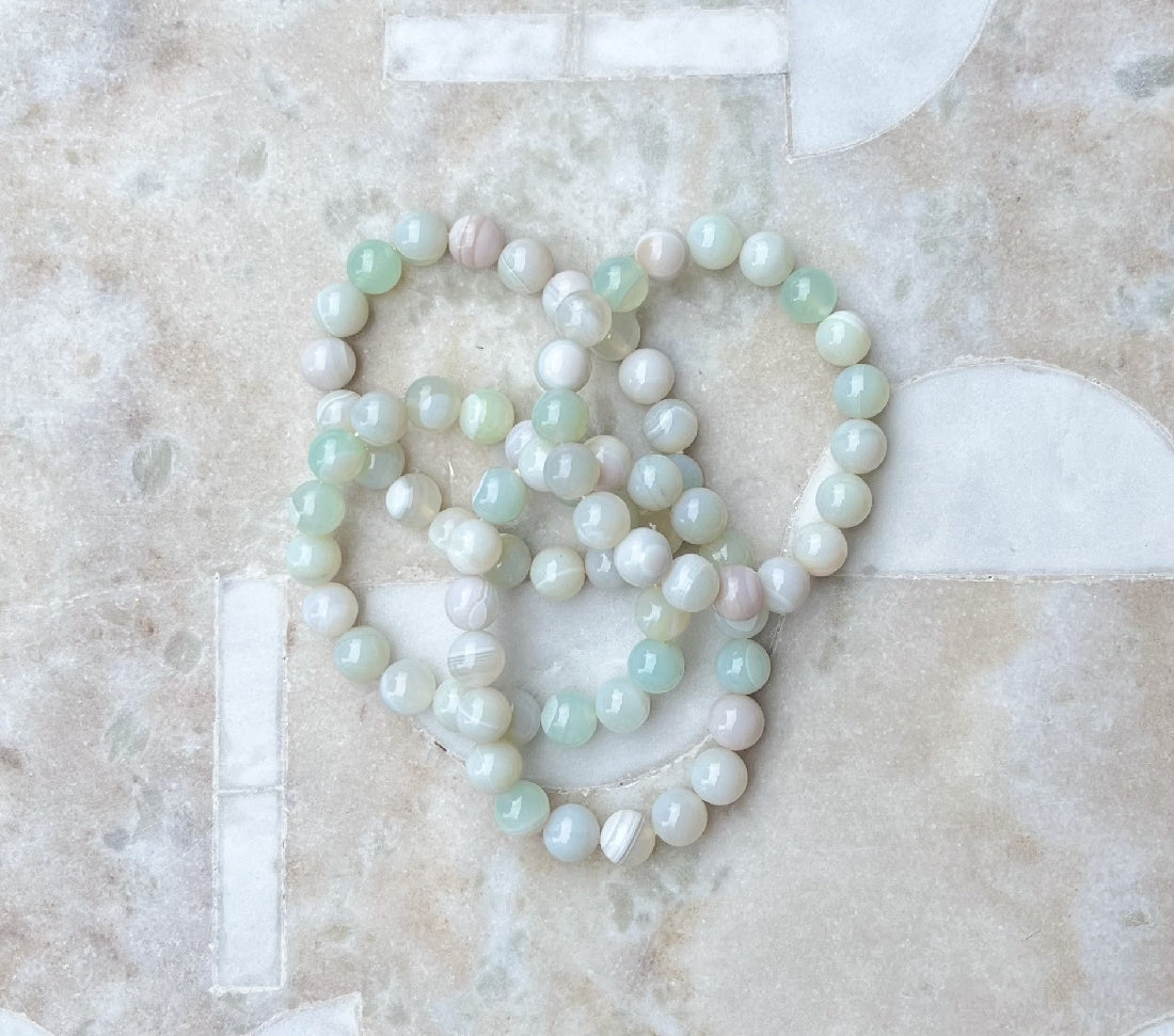 Natural Botswana Agate Healing Bracelet In Porcelain Hues