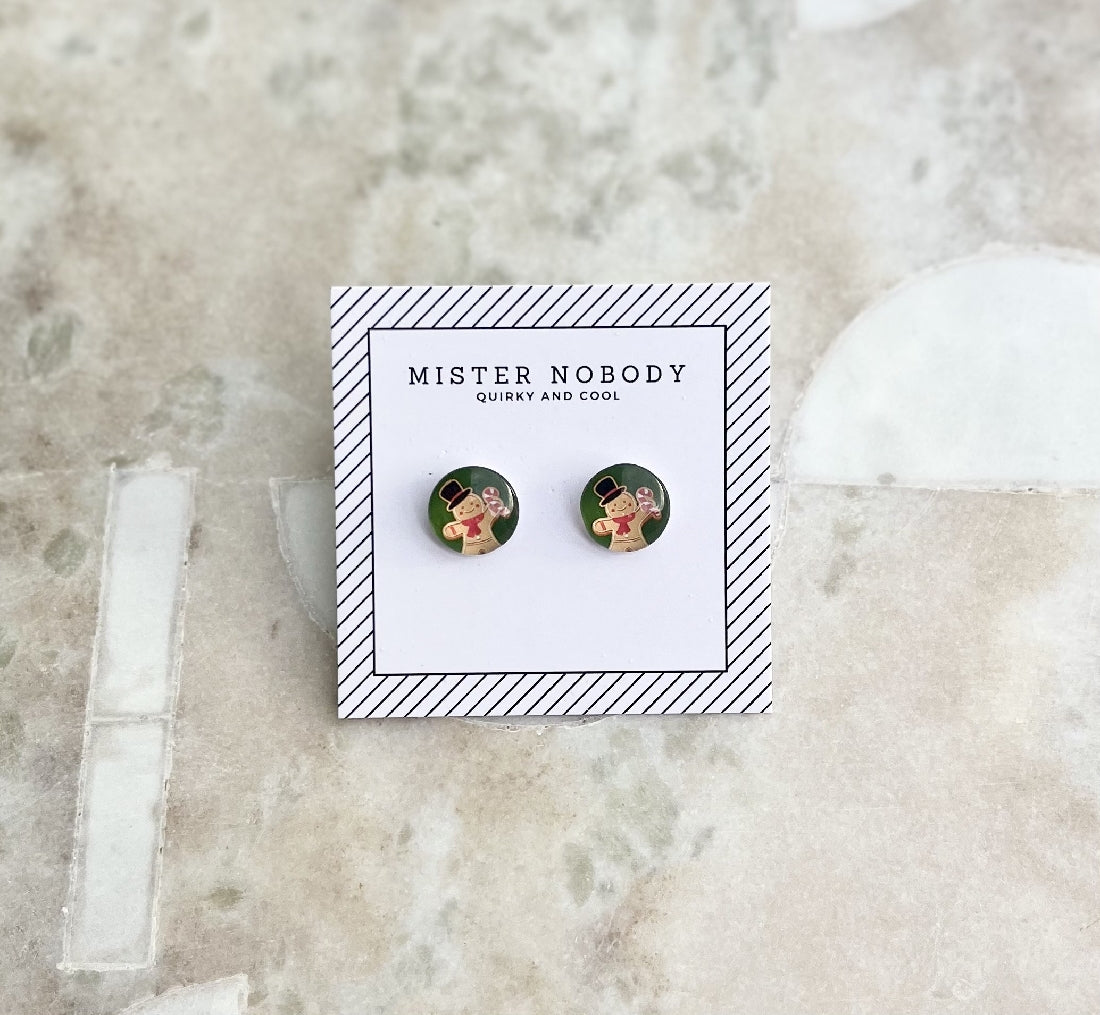 Mister Nobody Gingerbread Man Studs