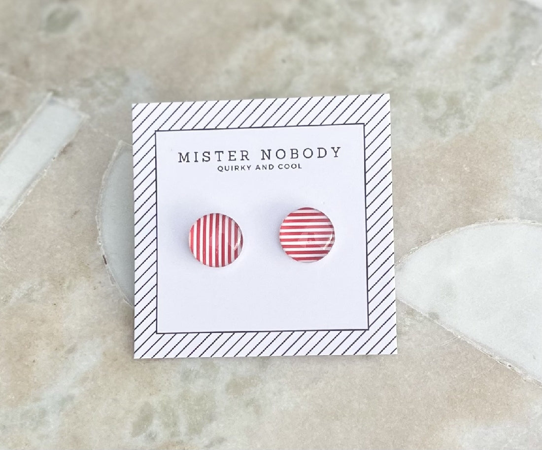 Mister Nobody Red Stripe Studs