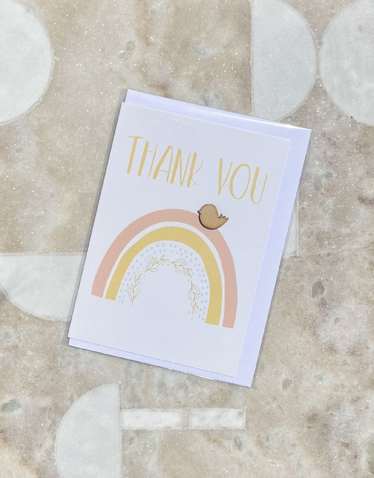 Embellished Rainbow Thank You Greeting Card
