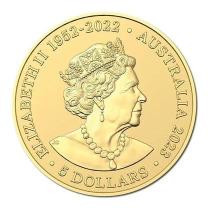 2023 Mini Money Emu $5 1/2g Gold Frosted Uncirculated Coin Capsule Ram Australia