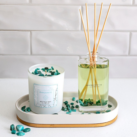 Bramble Bay Co Amazonite Crystal Infusions Candle