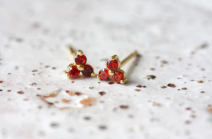 Cloud Nine January Garnet Birthstone Gold Studs