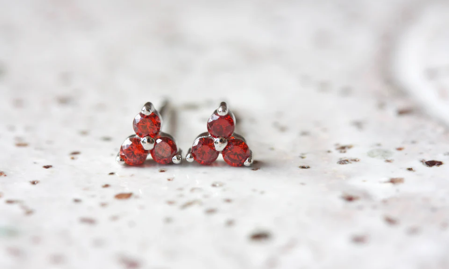 Cloud Nine January Garnet Birthstone Silver Studs