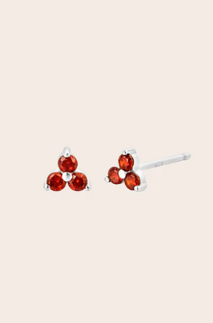 Cloud Nine January Garnet Birthstone Silver Studs