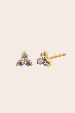 Cloud Nine February Amethyst Gold Birthstone Gold Studs