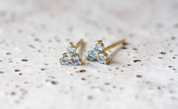Cloud Nine March Aquamarine Birthstone Gold Studs