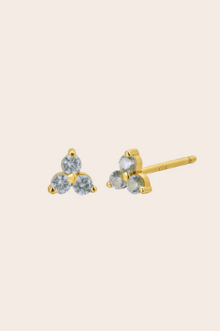 Cloud Nine March Aquamarine Birthstone Gold Studs