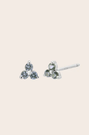 Cloud Nine March Aquamarine Birthstone Silver Studs