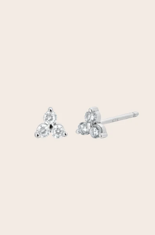 Cloud Nine April Crystal Birthstone Silver Studs