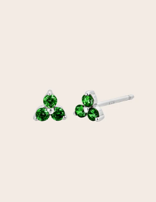 Cloud Nine May Emerald Birthstone Silver Studs 