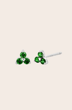 Cloud Nine May Emerald Birthstone Silver Studs 