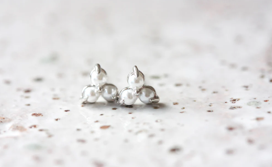 Cloud Nine June Pearl Birthstone Silver Studs