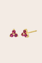 Cloud Nine July Ruby Birthstone Gold Studs