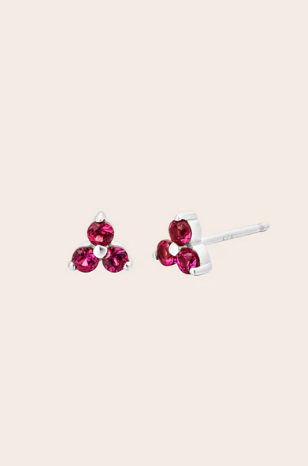 Cloud Nine July Ruby Birthstone Silver Studs