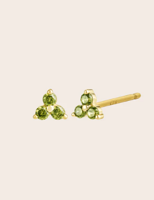 Cloud Nine August Peridot Birthstone Gold Studs