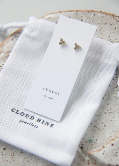 Cloud Nine August Peridot Birthstone Silver Studs