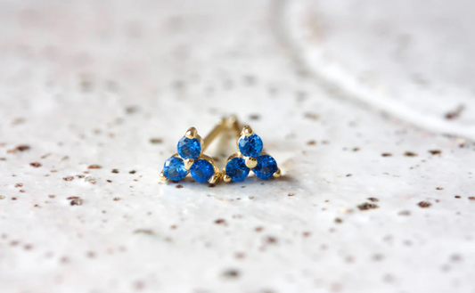 Cloud Nine September Sapphire Birthstone Gold Studs