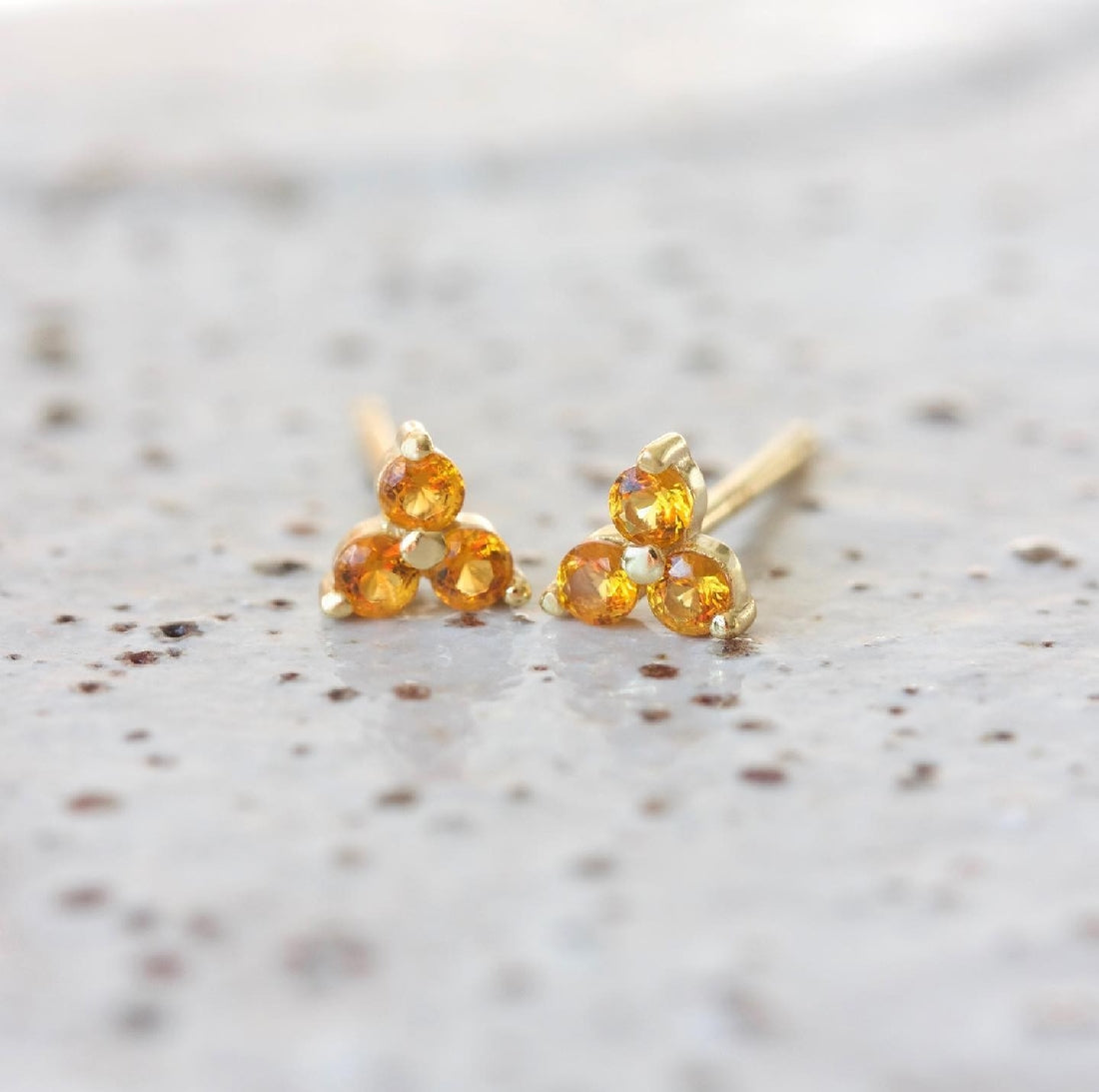Cloud Nine November Citrine Birthstone Gold Studs