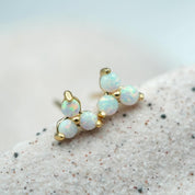 Cloud Nine October Opal Birthstone Gold Studs 