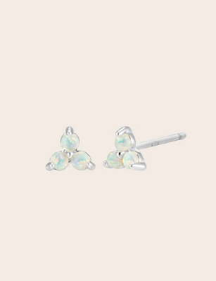 Cloud Nine October Opal Birthstone Silver Studs 