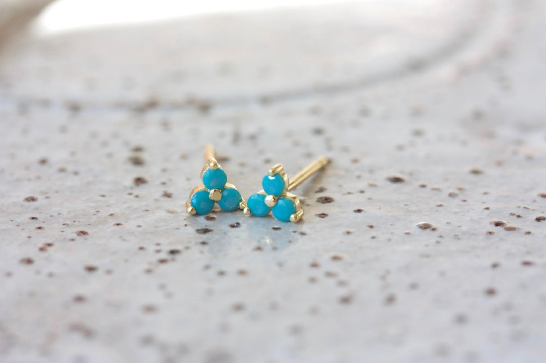 Cloud Nine December Turquoise Birthstone Gold Studs