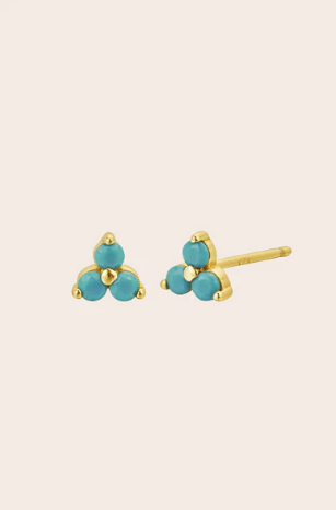 Cloud Nine December Turquoise Birthstone Gold Studs