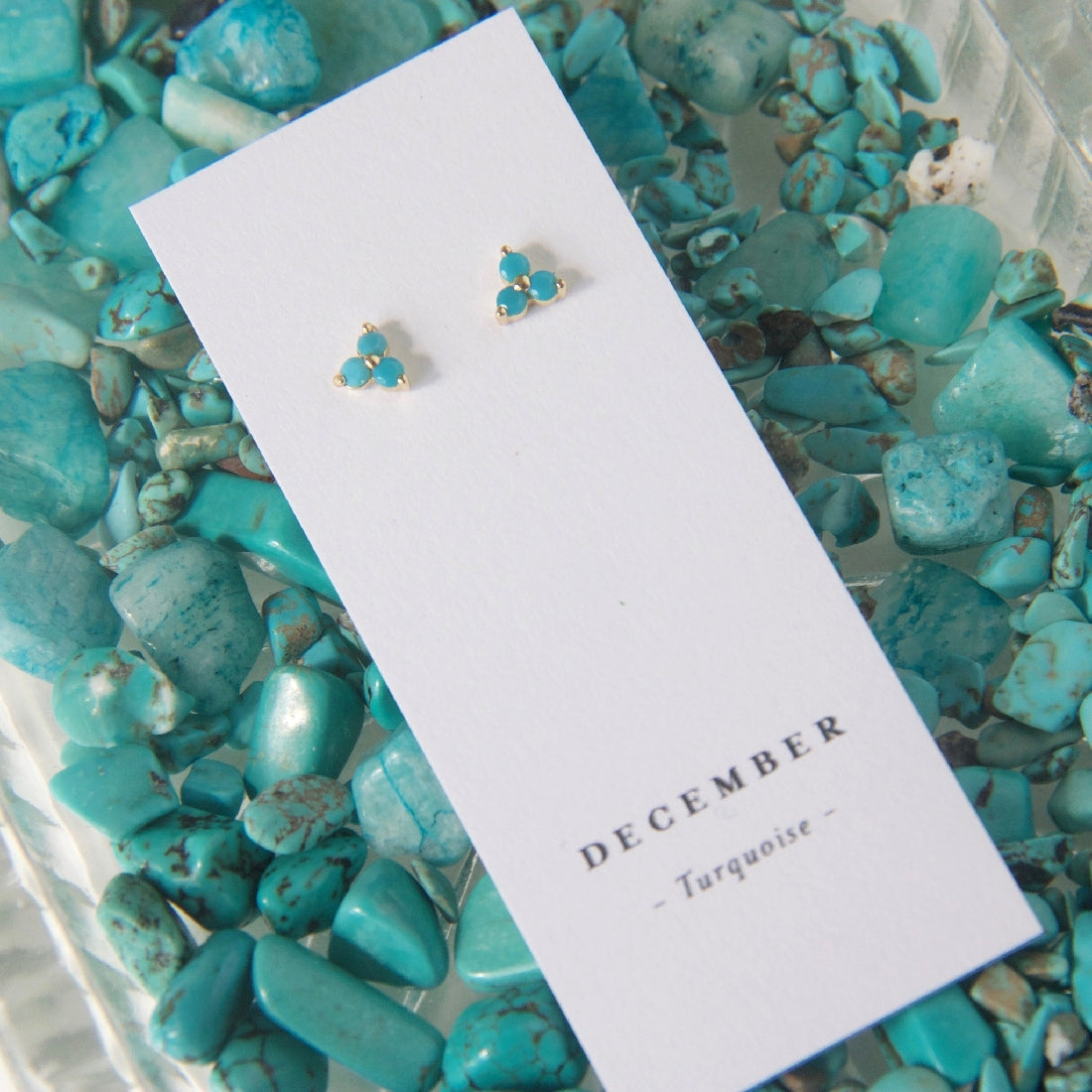 Cloud Nine December Turquoise Birthstone Gold Studs