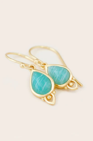 Cloud Nine Throat Chakra Gold Earrings