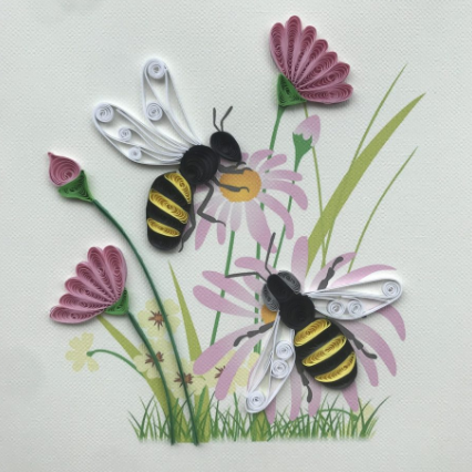 Pair Of Bees Paper Quilled Greeting Card