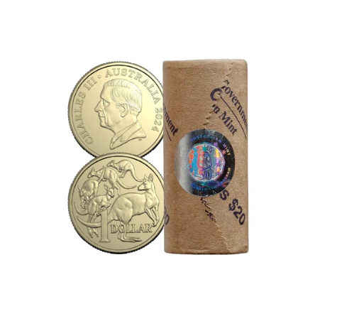 2024 $1 Circulating Coin Roll Premium (h/t) King Charles Iii