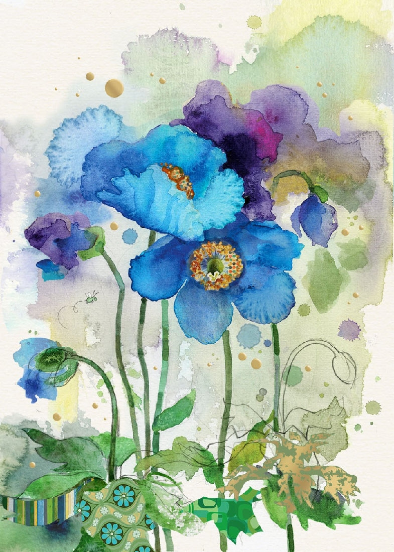 Blue Poppies Greeting Card