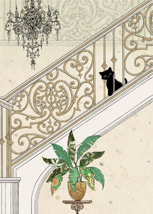 Stairs Kitty Greeting Card