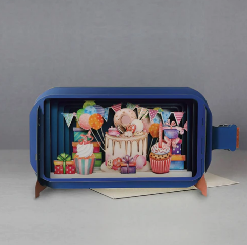 Cake & Party Message In A Bottle 3d Greeting Card