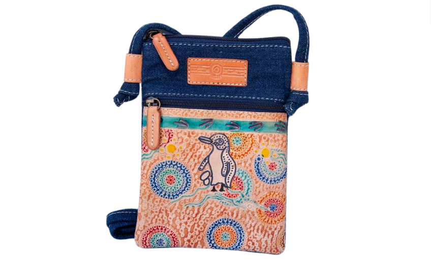 Muralappi Journey Genuine Leather & Denim Little Penguins Crossbody Bag 