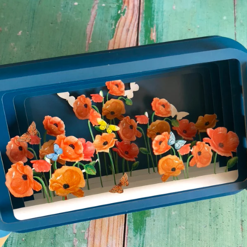 Poppies Message In A Bottle 3d Greeting Card