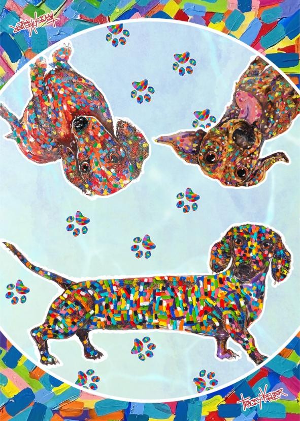 Tracey Keller Teatowel Dachshund 