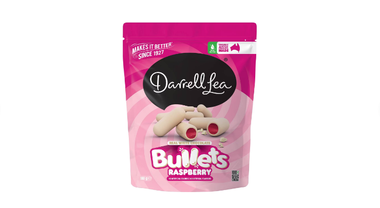 Darrell Lea White Chocolate Raspberry Bullets