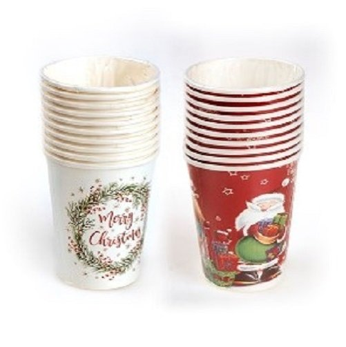 250ml Christmas Printed Paper Cups 10pk