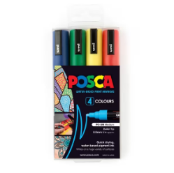 Marker Uni Posca 2.5mm Tip Pc5m Asst Colours Pk4