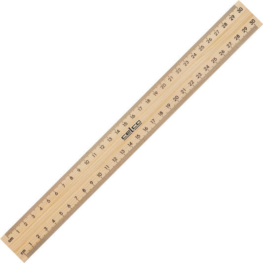 Celco Wooden Ruler 30cm W/metal Edge
