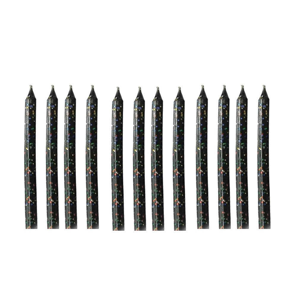 Black Glitter Candles 12pk