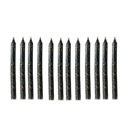 Black Glitter Candles 12pk