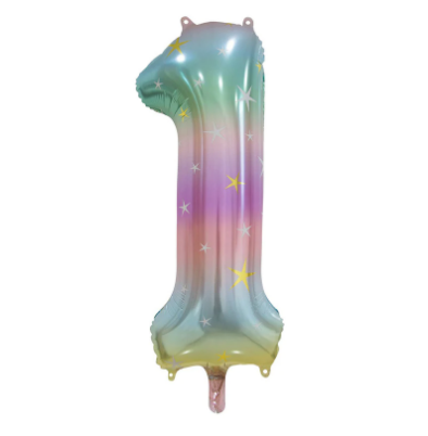 Pastel Rainbow Giant Number Foil Balloon