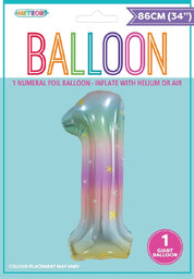 Pastel Rainbow Giant Number Foil Balloon