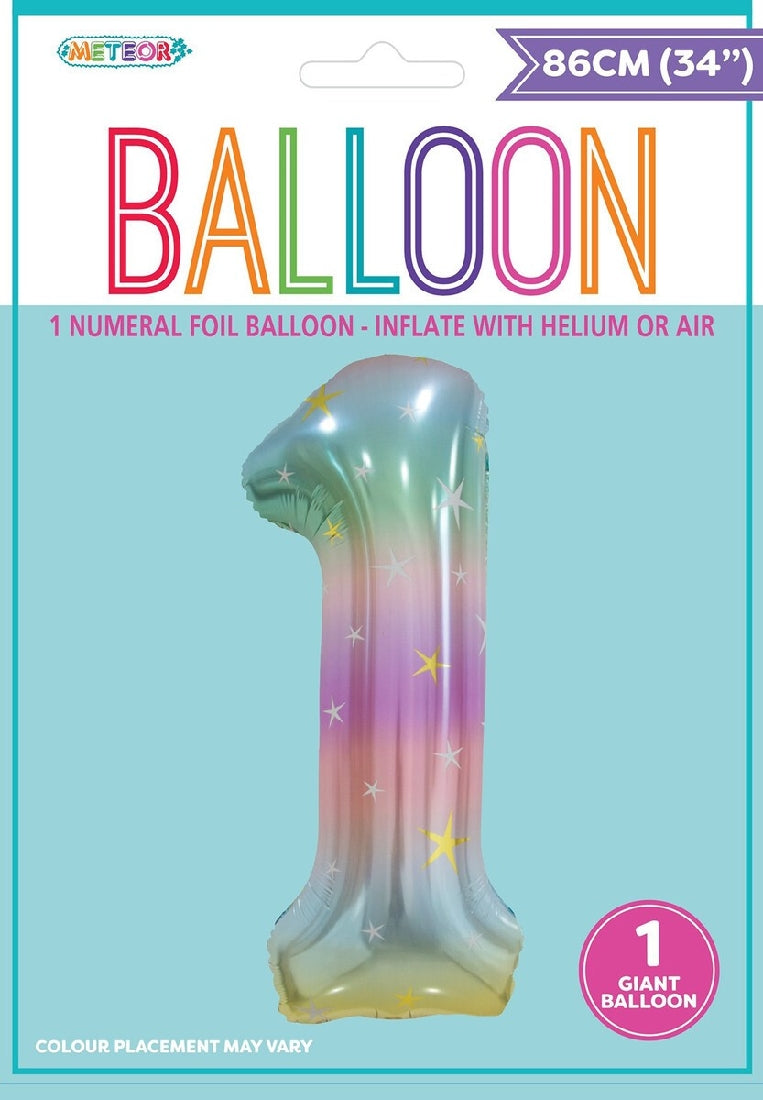 Pastel Rainbow Giant Number Foil Balloon