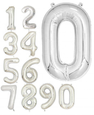 Silver Giant Number Foil Balloon