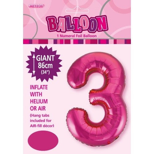 Hot Pink Giant Number Foil Balloon