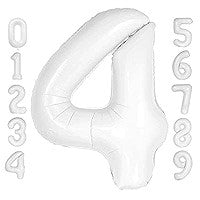 White Giant Number Foil Balloon