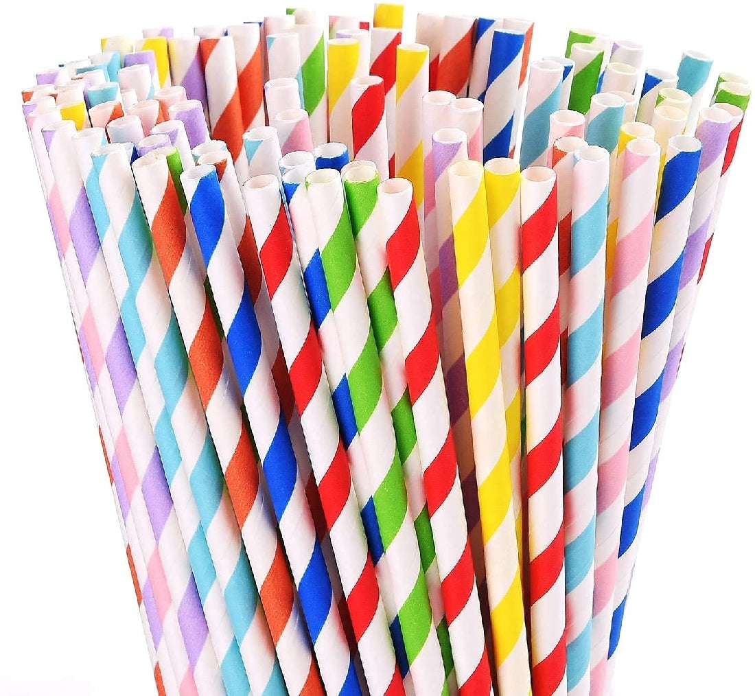 Paper Straws Assorted Colours 100 Pack